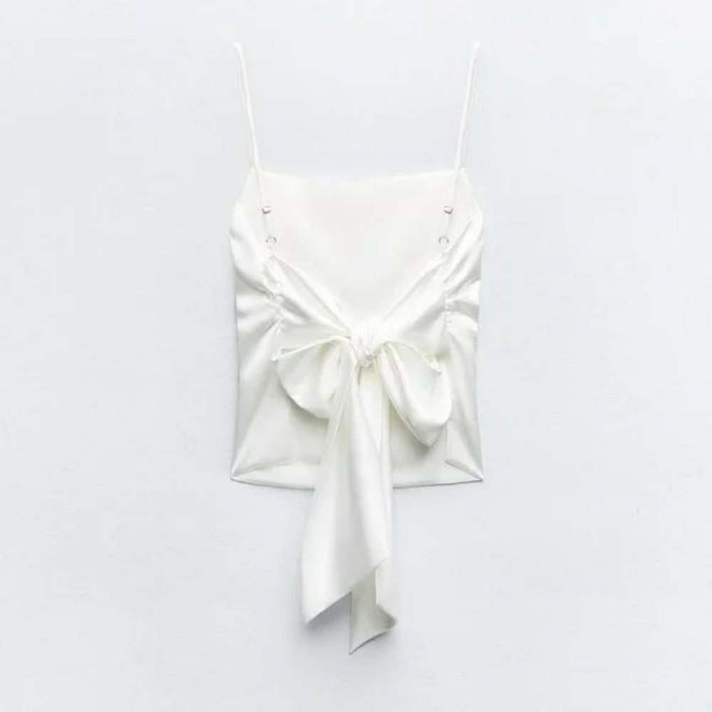 ZARA SATIN EFFECT TOP WITH BACK BOW - Picture 4 of 6